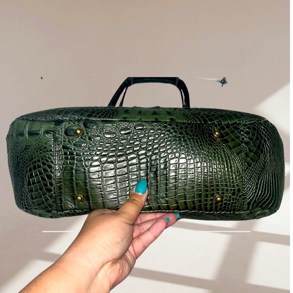 RARE Brahmin Melbourne Collette Double Handle Green Croc-Embossed Shoulder/Tote - Picture 3 of 7